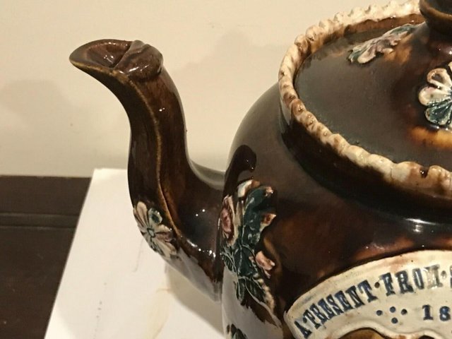 Image 7 of Barge ware teapot 1883 fantastic Victorian