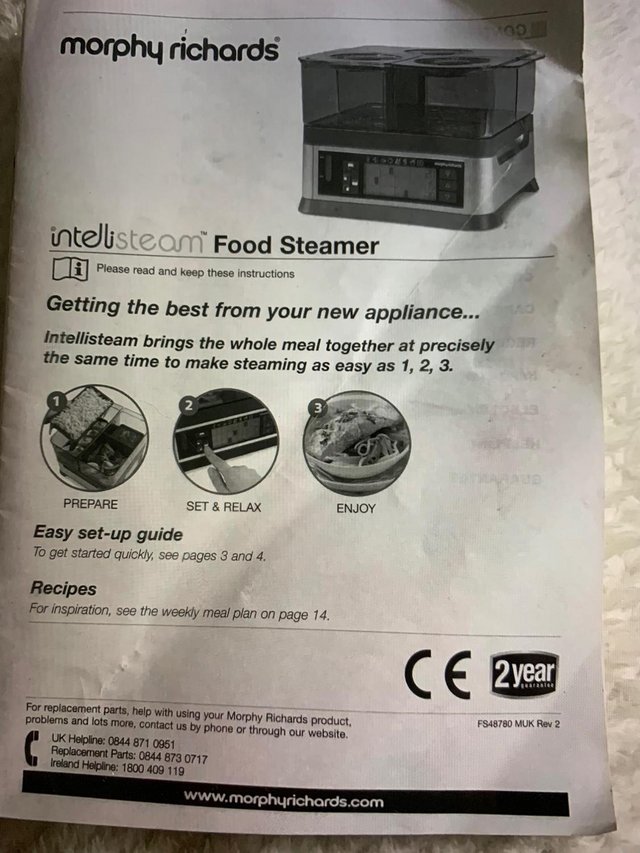 Preview of the first image of Morphy Richards intellisteam Food Steamer.