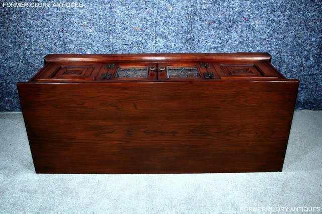 Image 6 of OLD CHARM TUDOR BROWN OAK TV STAND BASE TABLE MEDIA CABINET