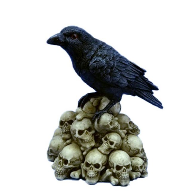 Image 2 of Crow Standing on Pile of Skulls Ornament. Free postage,