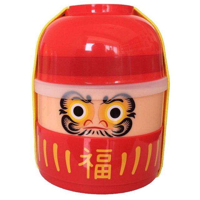 Preview of the first image of Japanese Daruma Stacked Round Bento Lunch Box. Free postage.