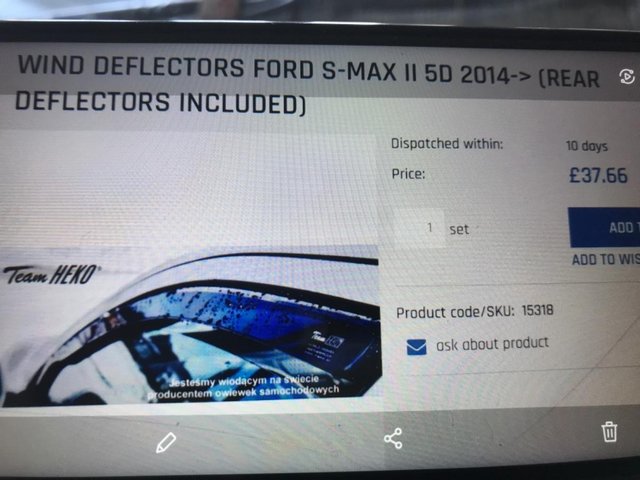 Preview of the first image of WIND DEFLECTORS FORD S-MAX II 5D 2014-.