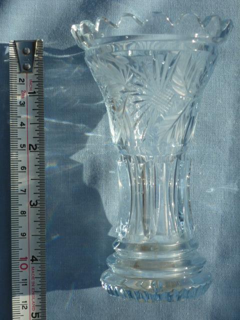 Preview of the first image of Cut glass vase thought to be crystal in good condition.