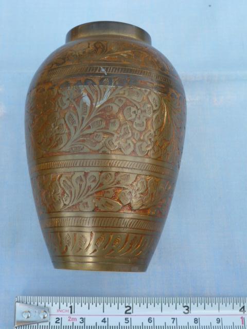 Preview of the first image of Small decorative pot thought to be in brass..