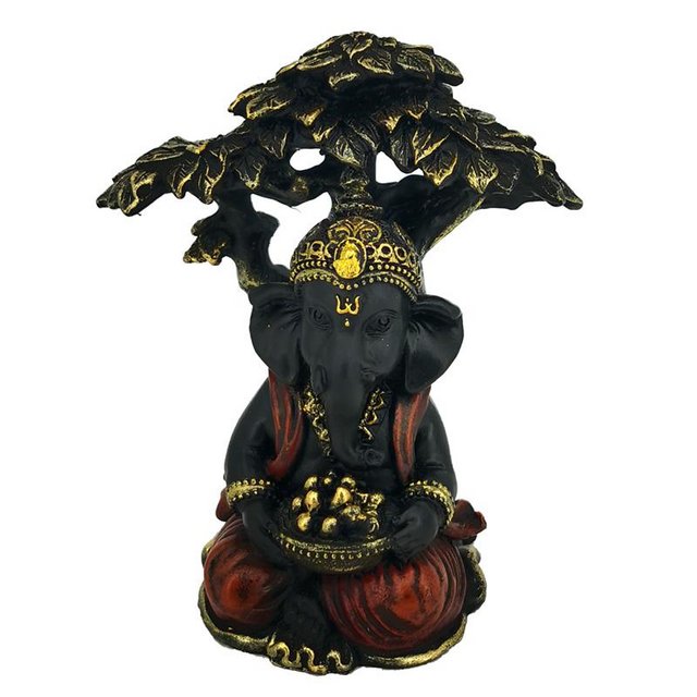 Image 2 of Black and Gold Ganesh Sitting Under Tree.  Free  Postage