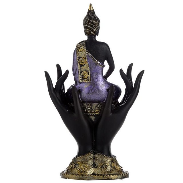Image 2 of Purple, Gold and Black Thai Buddha Sitting in Hands.