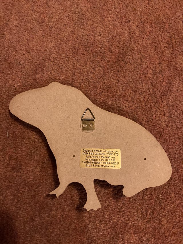 Image 3 of Wooden Guinea Pig Key Hook Plaque with 3 metal hooks