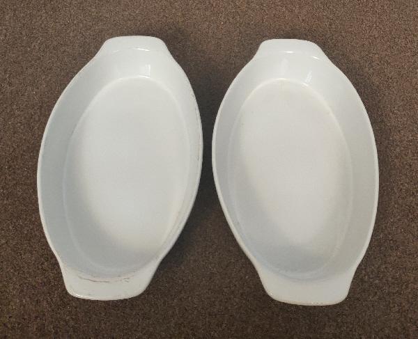 Preview of the first image of 2 Large Ceramic Oval Gratin Dishes.