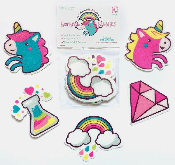 Image 2 of Pack of 10 Unicorns & Rainbows Bathtub Buddy Stickers   BX35