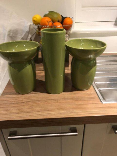 Preview of the first image of 3 Green Glazed Pottery Vases..