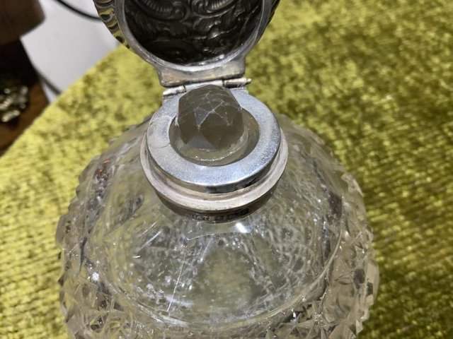 Image 8 of Silver topped cut glass cent bottle