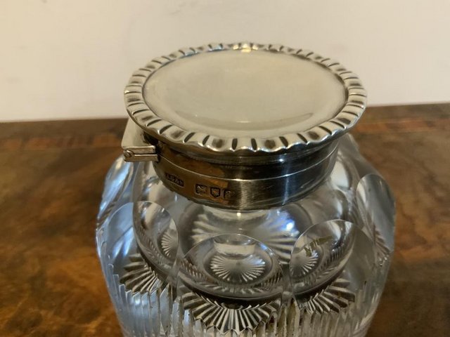 Image 2 of Desks top inkwell with silver top 1896