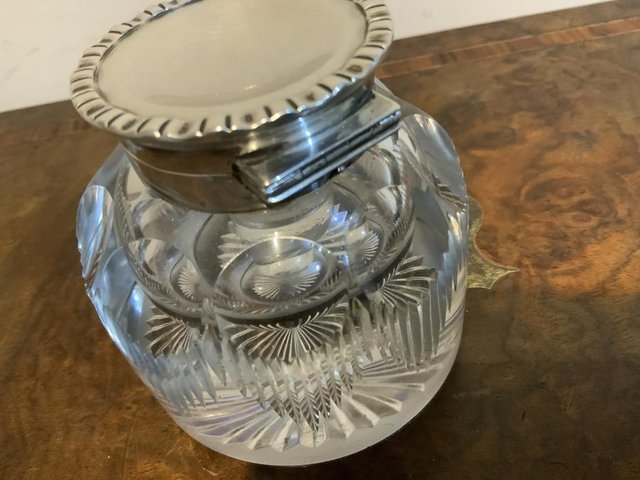 Image 5 of Desks top inkwell with silver top 1896