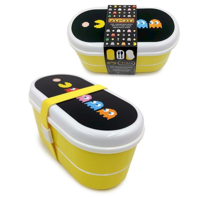 Image 2 of Pac-Man Stacked Bento Box Lunch Box with Fork & Spoon.