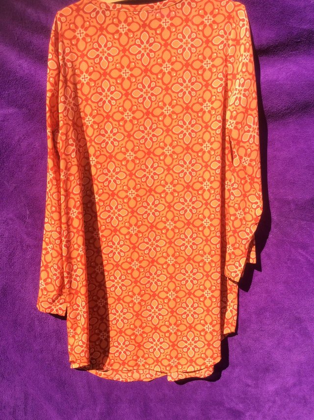 Image 2 of Retro orange patterned tunic top