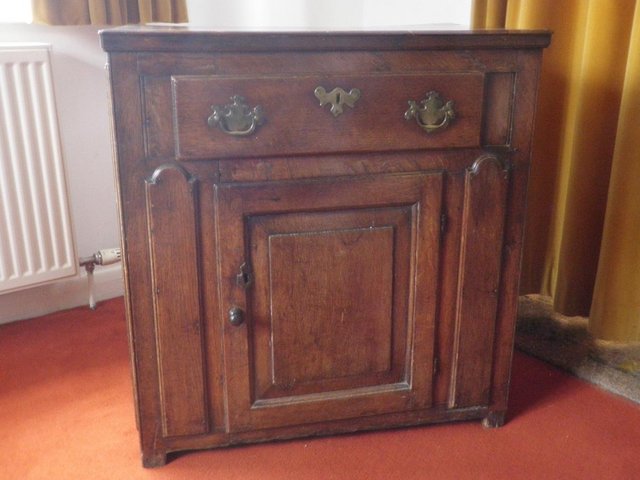 Preview of the first image of Antique OAK CUPBOARD with drawer and door.
