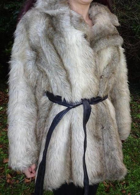 Preview of the first image of Ladies Vintage Faux Fur Jacket Size 12/14.