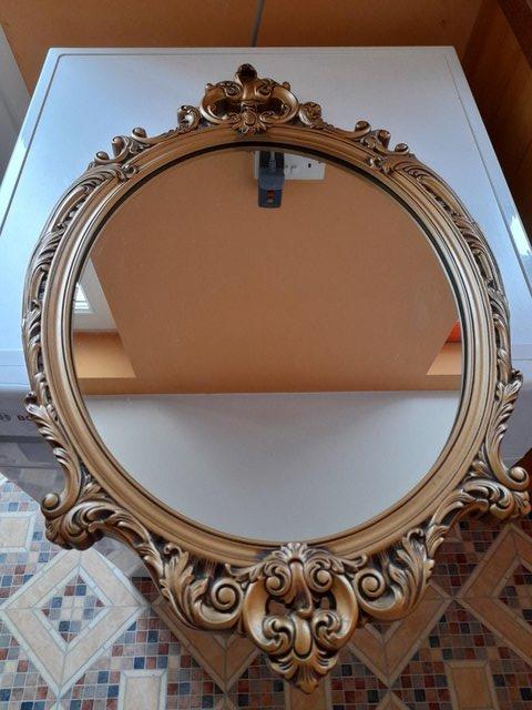 Image 3 of MIRROR - Oval Ornate Hall Wall Mirror (Rococo) Gild.